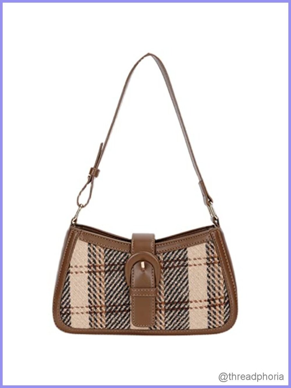 RTGGSEL Y2K Checkered Hobo Bag with Detachable Strap
